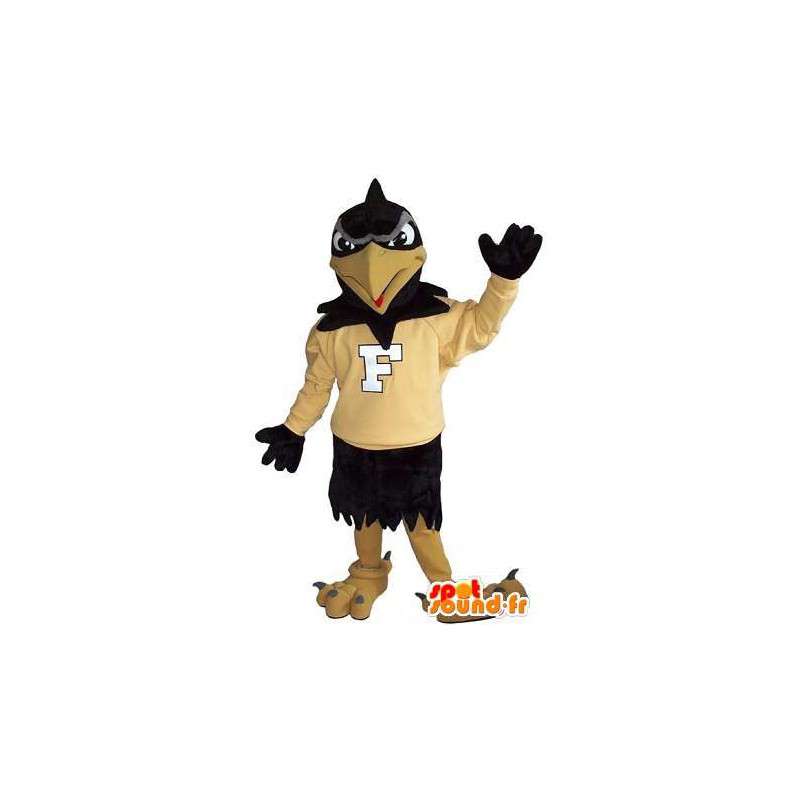 Mascotte représentant un corbeau supporter, déguisement d'oiseau - MASFR001994 - Mascotte d'oiseaux