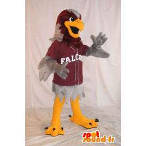 Mascot que representa un águila deportes grises, disfraz atlético - MASFR001997 - Mascota de aves