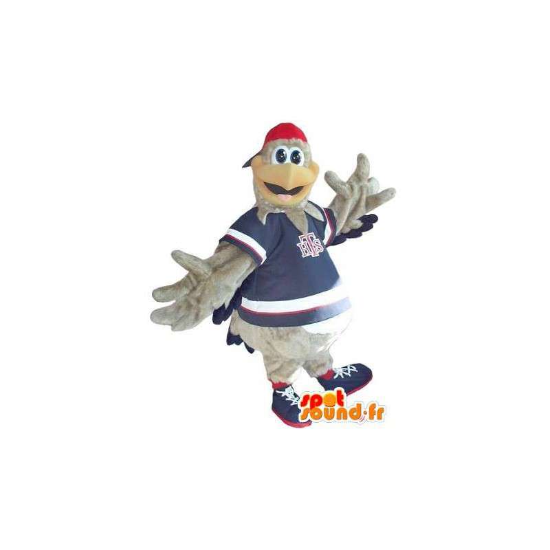 Mascot representando un gris traje Coq Sportif adolescente - MASFR002005 - Mascota de gallinas pollo gallo