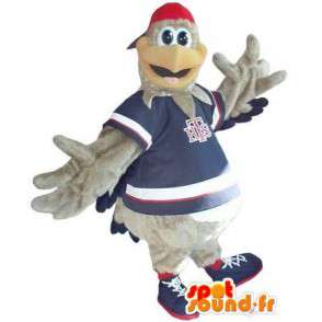 Mascot representando un gris traje Coq Sportif adolescente - MASFR002005 - Mascota de gallinas pollo gallo