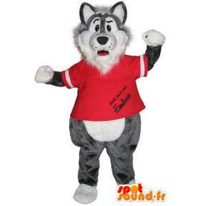 Maskot sportovní vlčí tělocvičně přestrojení   - MASFR002006 - vlk Maskoti