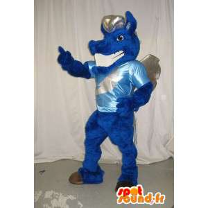 Mascot que representa un dragón azul, traje de la fantasía - MASFR002019 - Mascota del dragón