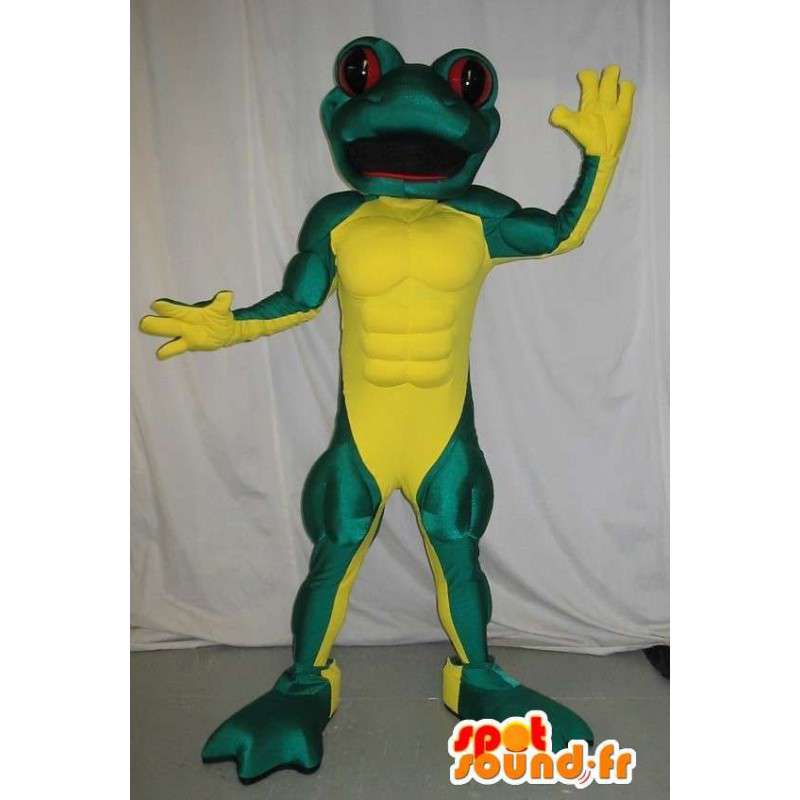 Sammakko maskotti lihaksikas, urheilullinen naamioida - MASFR002049 - sammakko Mascot