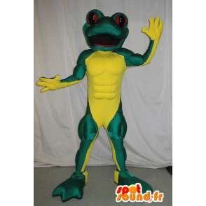 Mascot frog muscular, athletic disguise - MASFR002049 - Mascots frog