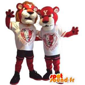 Duo leão e da leoa fantasia de mascote para casais - MASFR002073 - Mascotes leão