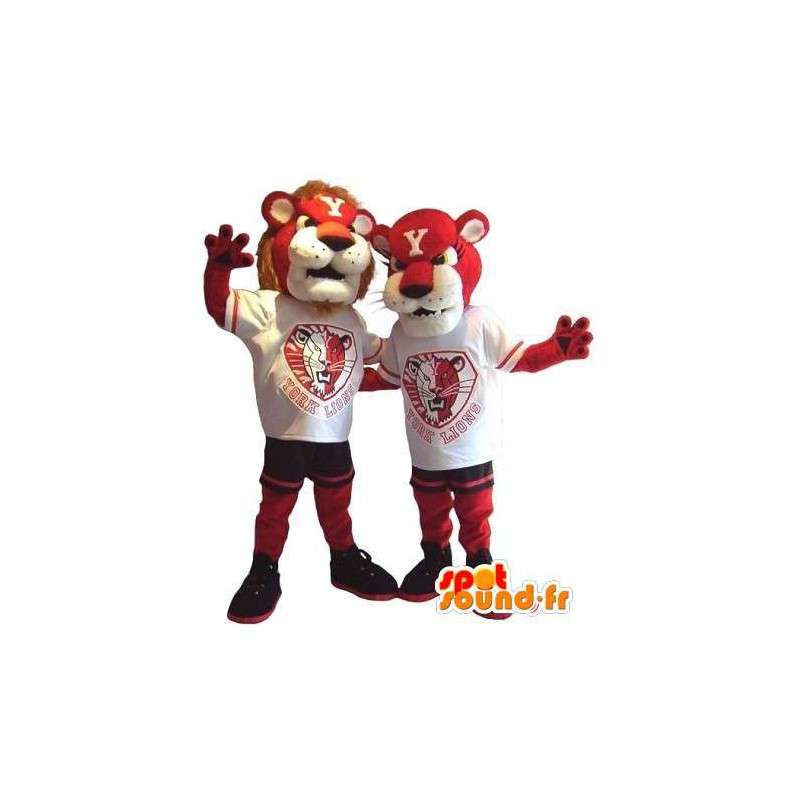 Duo de mascotte lion et lionne, déguisement pour couple - MASFR002073 - Mascottes Lion