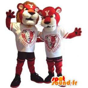 Duo de mascotte lion et lionne, déguisement pour couple - MASFR002073 - Mascottes Lion