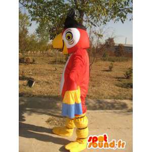 Mascot Eagle Red & Yellow z piratem kapelusz - Wieczór kostiumu - MASFR00171 - ptaki Mascot