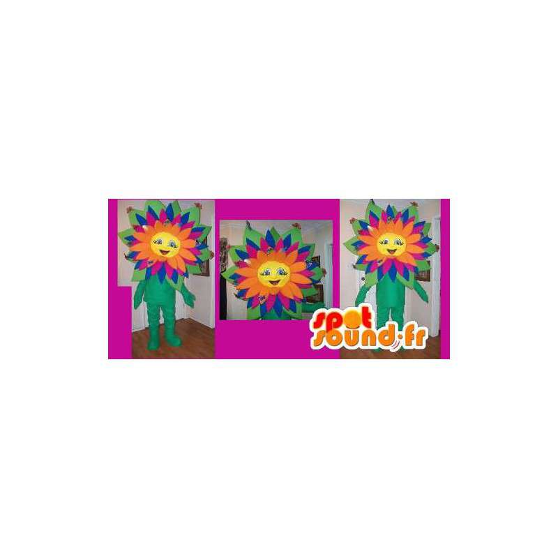 Mascotte représentant une fleur multicolore, déguisement printemps - MASFR002194 - Mascottes de plantes