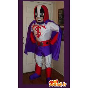 Mascot representerer en superhelt drakt med cape - MASFR002199 - superhelt maskot