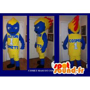 Figura da mascote com cabelo de fogo, disfarce de basquete - MASFR002205 - mascote esportes