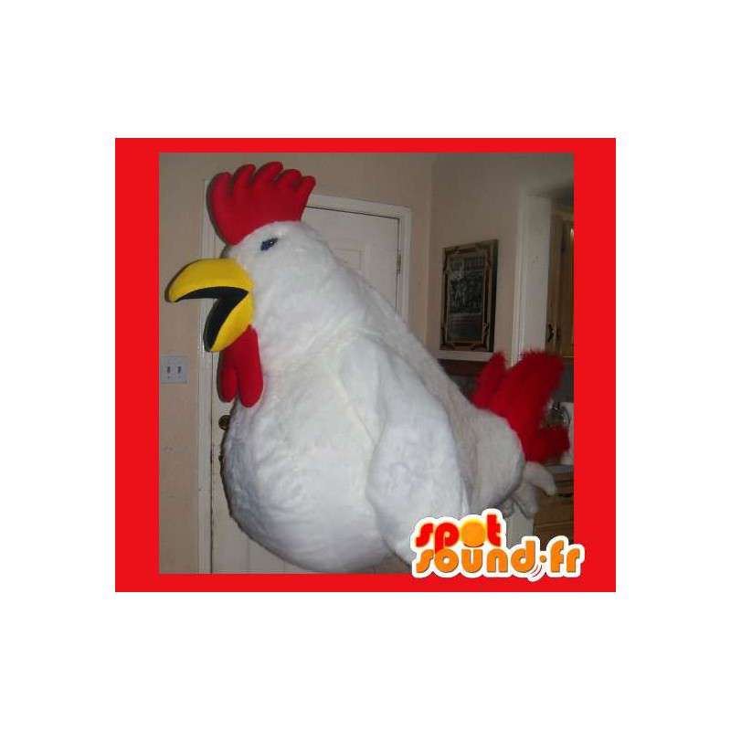 Mascot wat neerkomt op een grote haan, kip kostuum - MASFR002207 - Mascot Hens - Hanen - Kippen