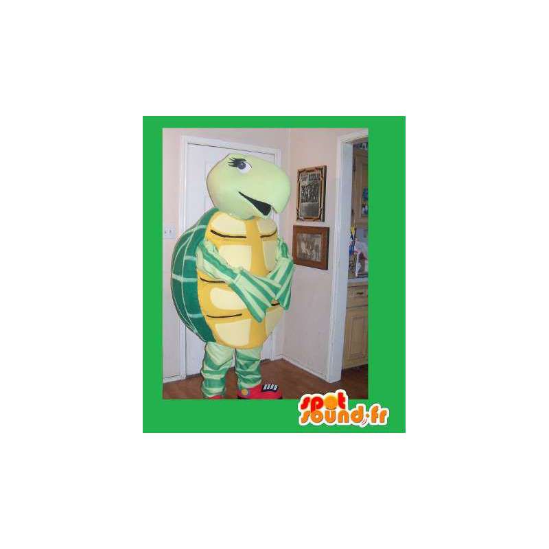 Skjule gul og grønn skilpadde drakt for kjæledyr - MASFR002221 - Turtle Maskoter