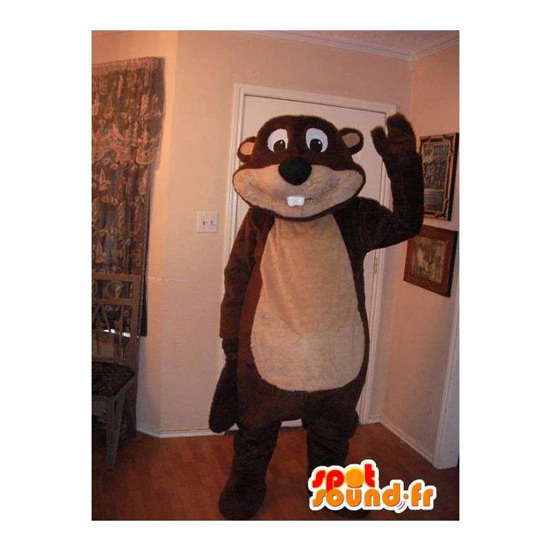 Mascot representando um castor, traje lenhador. - MASFR002231 - Beaver Mascot