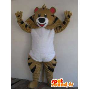 Mascot urso marrom listrado - traje de festa - fantasias de animais - MASFR00178 - mascote do urso