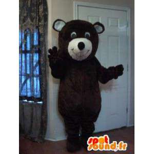 Mascot representando um urso marrom, disfarçado de pelúcia - MASFR002250 - mascote do urso