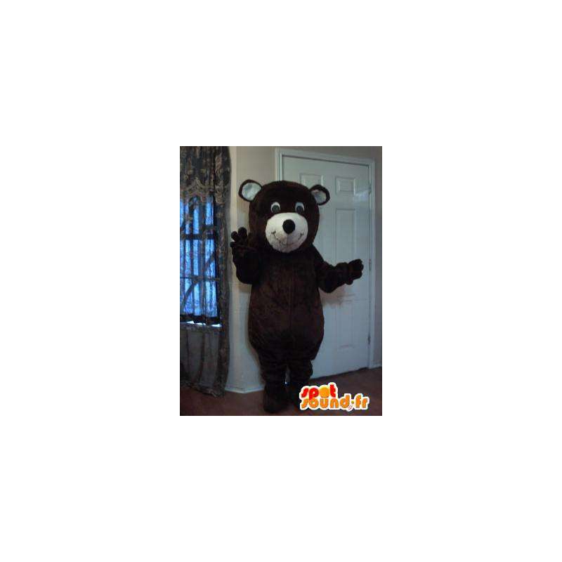 Mascot representando um urso marrom, disfarçado de pelúcia - MASFR002250 - mascote do urso