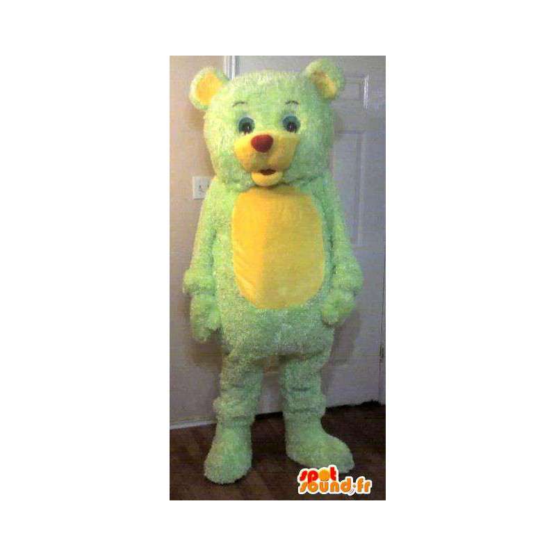 Maskotti pikku karhu, karhun puku keltainen ja vihreä - MASFR002251 - Bear Mascot