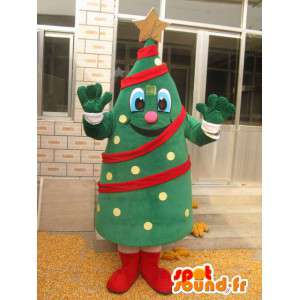 Maskot vánoční strom - jehličnan les v obleku a věncem - MASFR00179 - Vánoční Maskoti