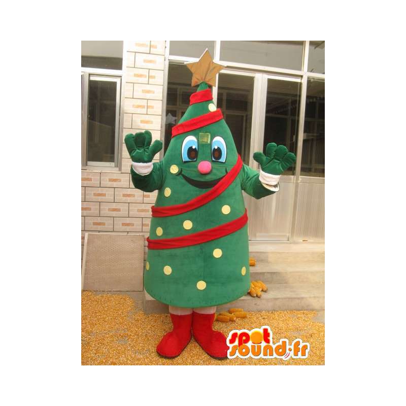 Christmas tree mascot - Coniferous forest in costume and garland - MASFR00179 - Christmas mascots