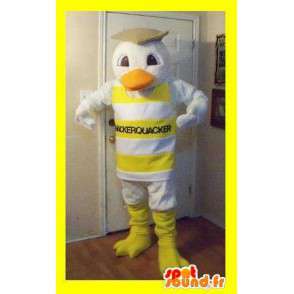 Maskotka reprezentujących kaczkę ubrany w pasiastą szczycie zbiornika - MASFR002254 - kaczki Mascot