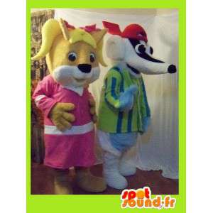 Mascotes Duo representando um esquilo feminino e texugo - MASFR002262 - mascotes Squirrel