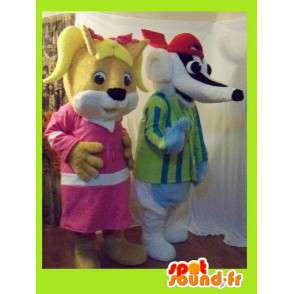 Duo-Maskottchen die eine weibliche Eichhörnchen und Dachs - MASFR002262 - Maskottchen Eichhörnchen