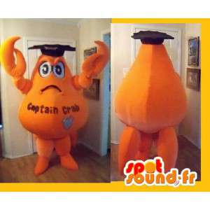 Mascot hetgeen een oranje krab, een diploma of verhullen - MASFR002267 - mascottes Crab