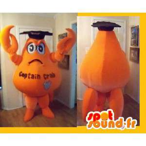 Mascotte représentant un crabe orangé, déguisement de diplômé - MASFR002267 - Mascottes Crabe