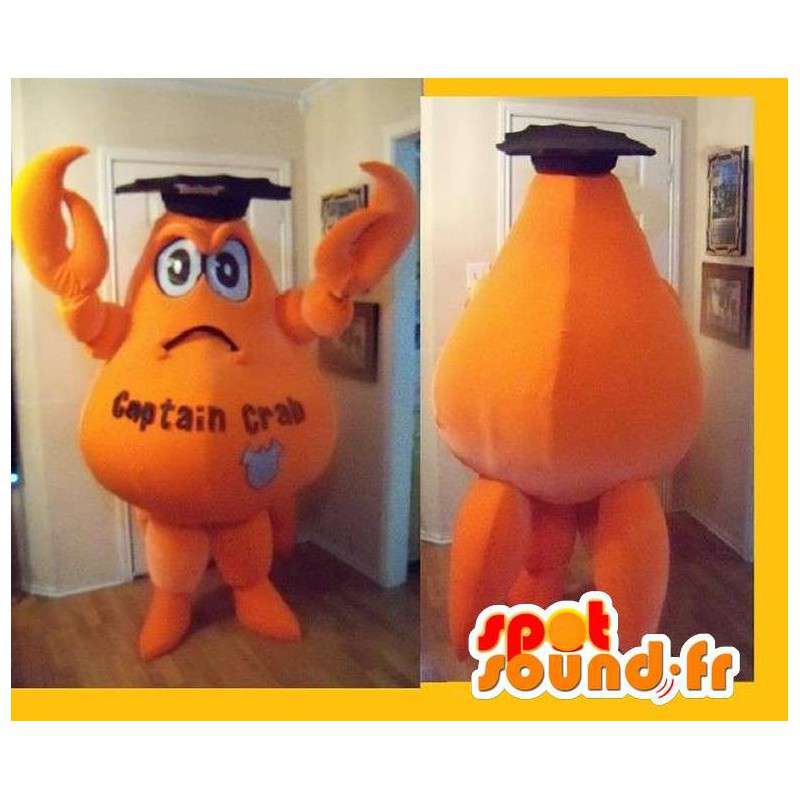 Mascot hetgeen een oranje krab, een diploma of verhullen - MASFR002267 - mascottes Crab