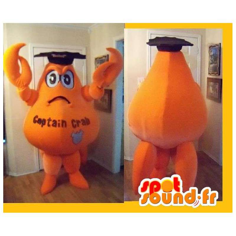 Mascotte représentant un crabe orangé, déguisement de diplômé - MASFR002267 - Mascottes Crabe