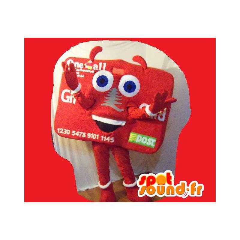 Mascot wat neerkomt op een visitekaartje, kaart vermomming - MASFR002268 - mascottes objecten