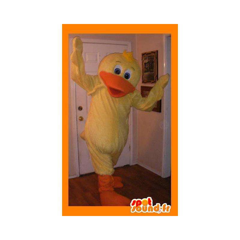 Mascot wat neerkomt op een gele eend, watervogels vermomming - MASFR002277 - Mascot eenden