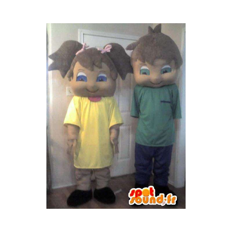 兄と妹の変装のペア、2人の衣装-MASFR002289-男の子と女の子のマスコット