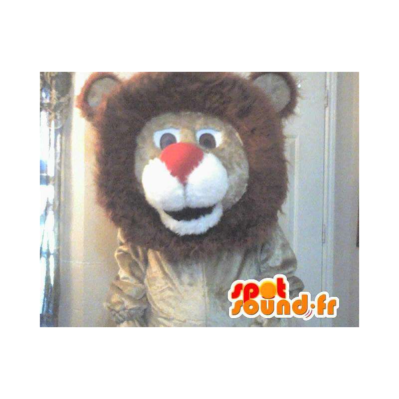 Mascot wat neerkomt op een lion king Plush leeuwkostuum - MASFR002290 - Lion Mascottes