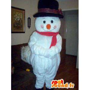 Mascot representando um boneco de neve com o chapéu - MASFR002326 - Mascotes homem