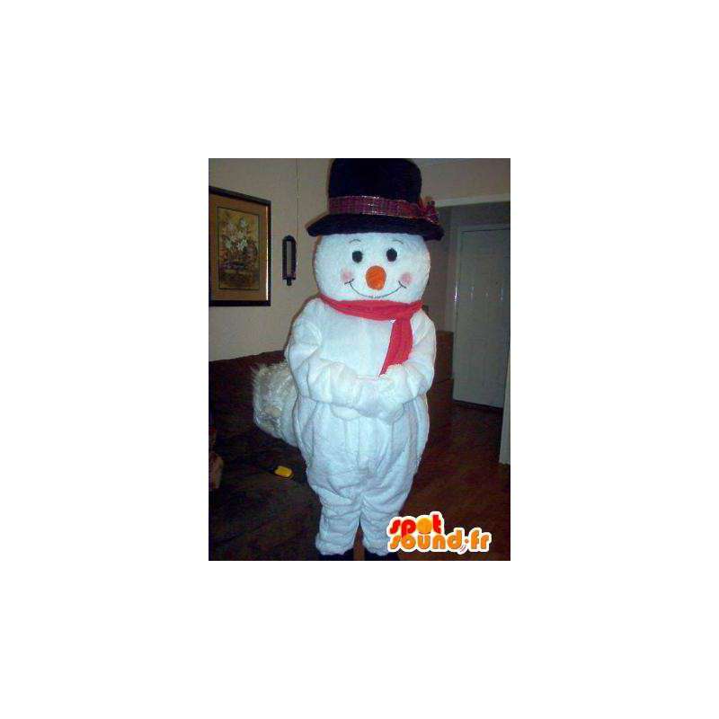 Mascot representando um boneco de neve com o chapéu - MASFR002326 - Mascotes homem