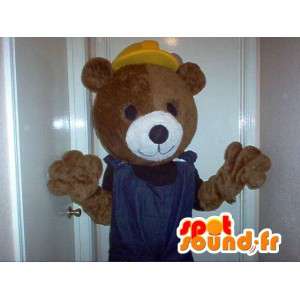 En representación de una construcción de traje de la mascota del oso del trabajador - MASFR002329 - Oso mascota