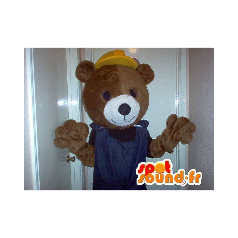 En representación de una construcción de traje de la mascota del oso del trabajador - MASFR002329 - Oso mascota