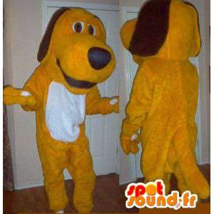 Mascot wat neerkomt op een beige hond, honds kostuum - MASFR002332 - Dog Mascottes