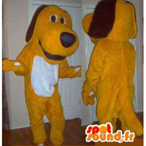 Mascot wat neerkomt op een beige hond, honds kostuum - MASFR002332 - Dog Mascottes