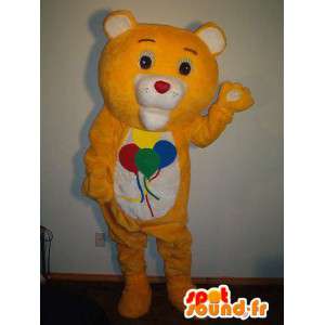 Bjørn Mascot med ballonger, bærer teddy forkledning - MASFR002334 - bjørn Mascot