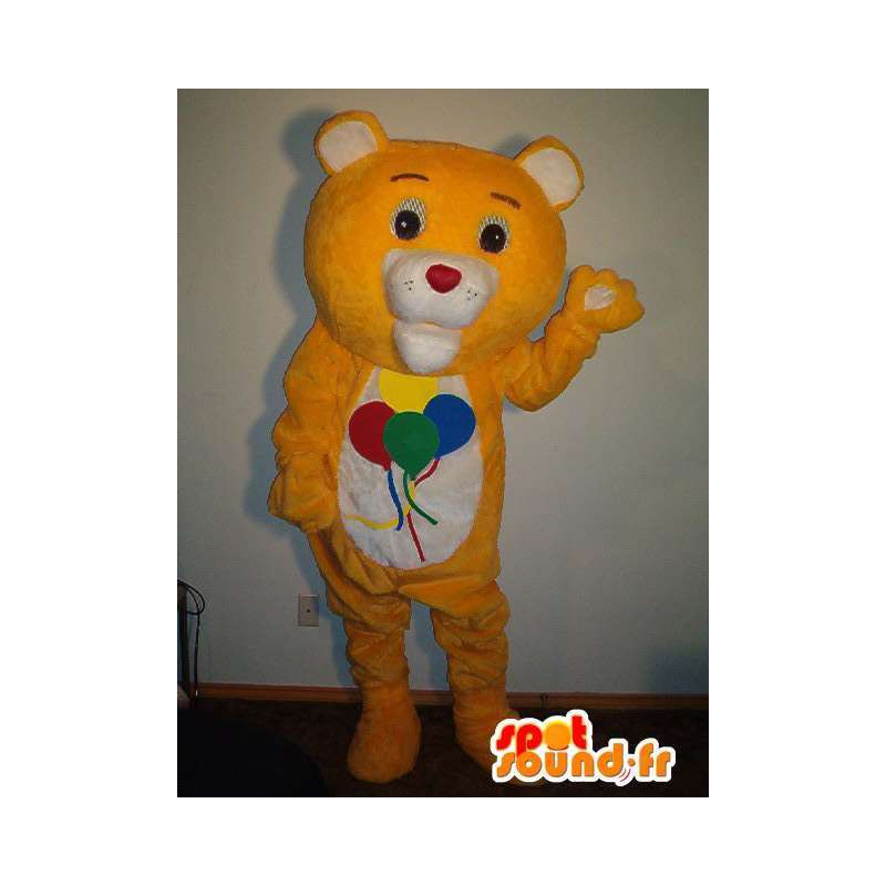 Bjørn Mascot med ballonger, bærer teddy forkledning - MASFR002334 - bjørn Mascot