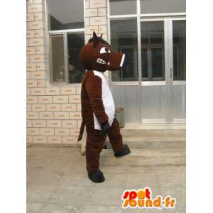 Brown Horse Mascot com t-shirt branco - Costume Party - MASFR00183 - mascotes cavalo