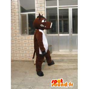 Mascot Horse Brown med hvit T-skjorte - Party Costume - MASFR00183 - hest maskoter