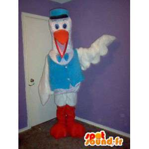 Stork Mascot blå vest kostyme for fødsel - MASFR002335 - Mascot fugler