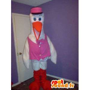 Stork Mascot colete rosa nascimento disfarce - MASFR002336 - aves mascote