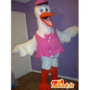 Stork mascot pink vest, disguise birth - MASFR002336 - Mascot of birds