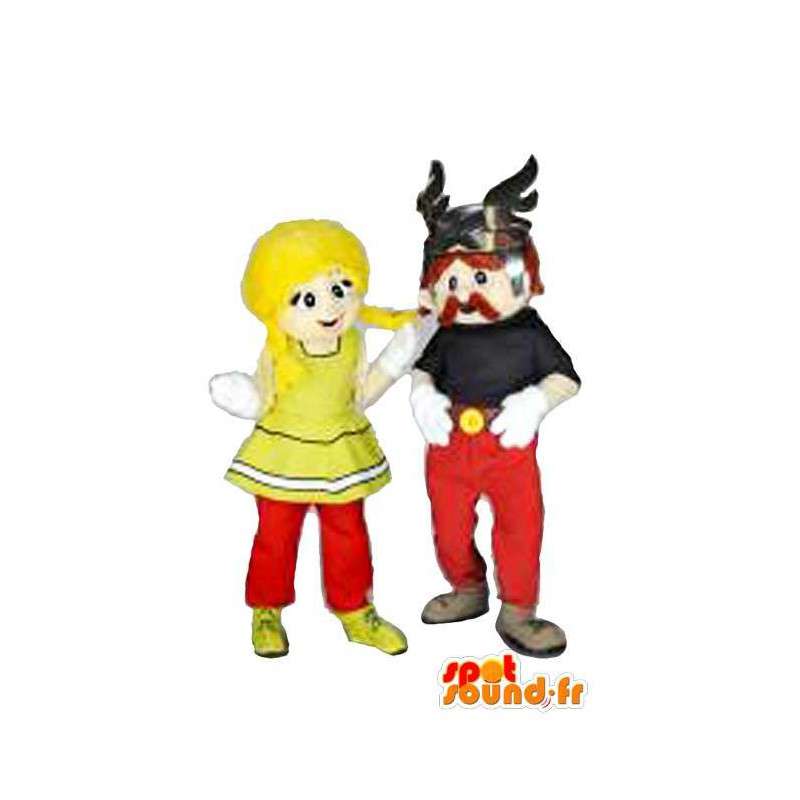 Duo Mascotes casal gauleses disfarce especial Gaul - MASFR002368 - Mascottes Astérix et Obélix