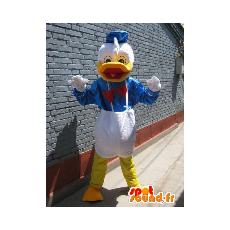 Duck Mascot - Donald Duck - Blå dress, hvit gul - MASFR00193 - Donald Duck Mascot
